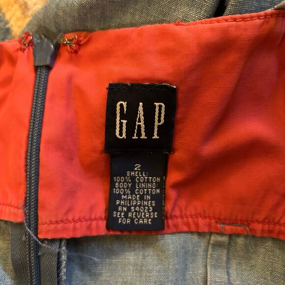 Y2K Gap Denim Chambray Blue Midi Dress Size 2 Spaghetti Straps Zip Back Coastal - Picture 2 of 4